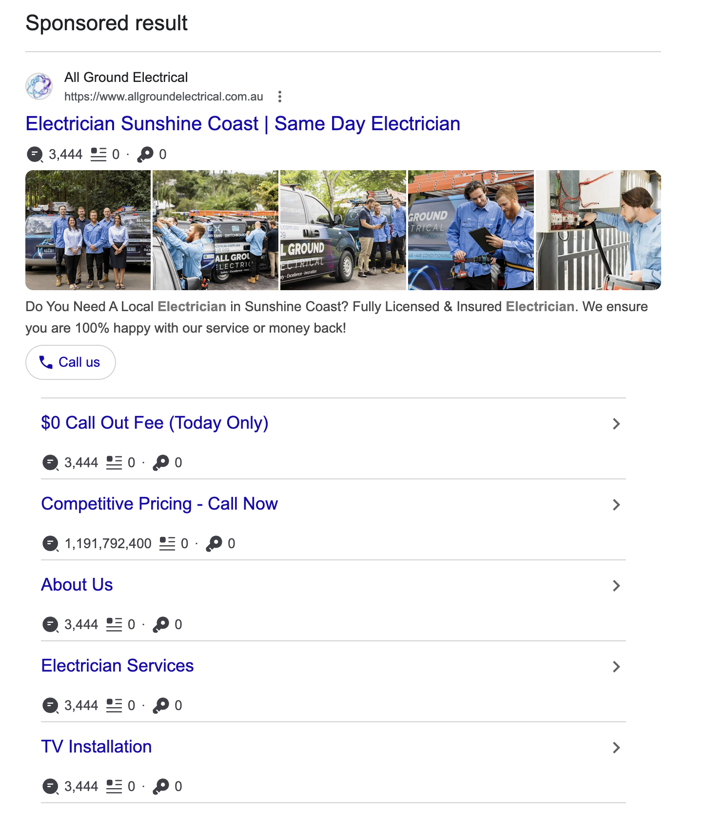 all ground electrical google ad 